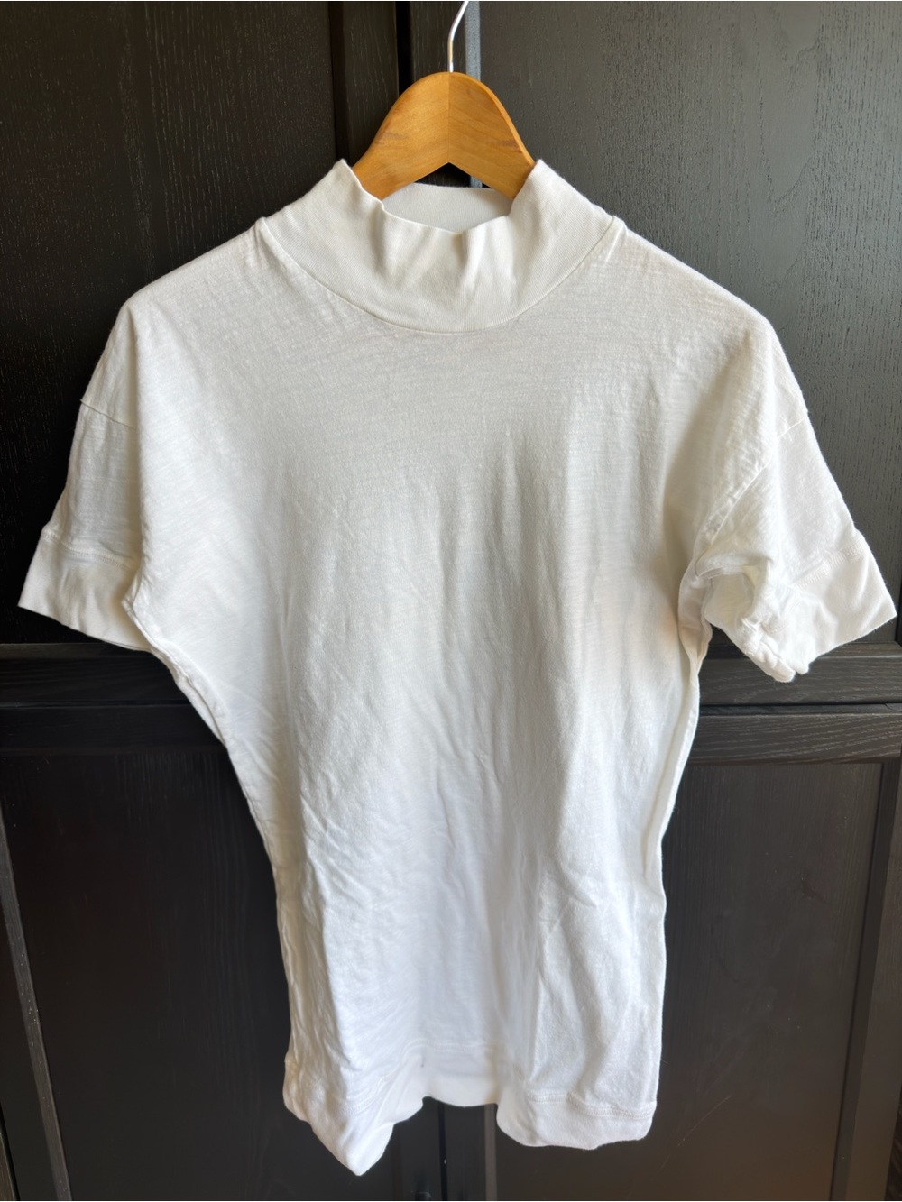 Classic White Short Sleeve Mock Neck Tee